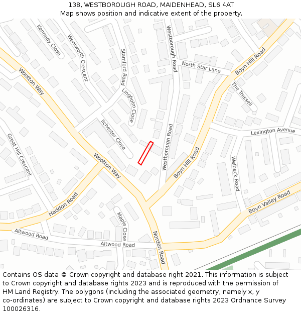 138, WESTBOROUGH ROAD, MAIDENHEAD, SL6 4AT: Location map and indicative extent of plot