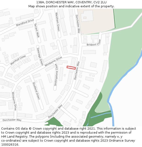 138A, DORCHESTER WAY, COVENTRY, CV2 2LU: Location map and indicative extent of plot