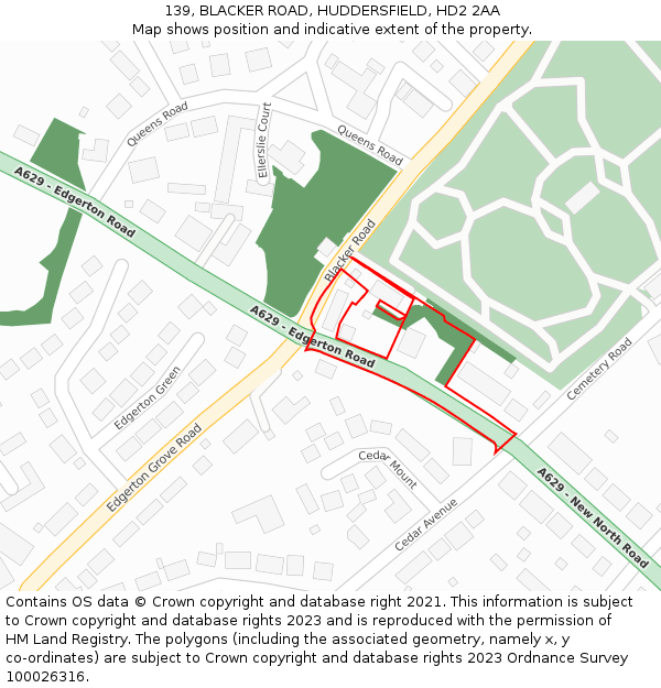 139, BLACKER ROAD, HUDDERSFIELD, HD2 2AA: Location map and indicative extent of plot
