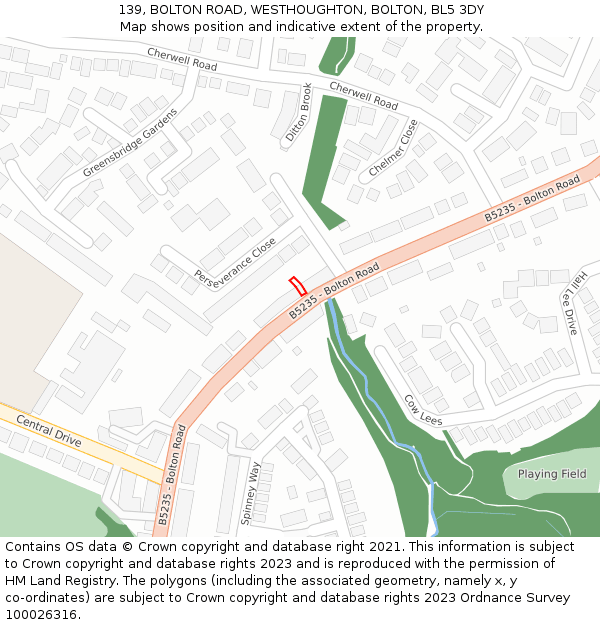 139, BOLTON ROAD, WESTHOUGHTON, BOLTON, BL5 3DY: Location map and indicative extent of plot