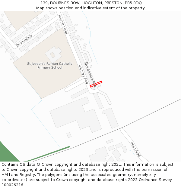 139, BOURNES ROW, HOGHTON, PRESTON, PR5 0DQ: Location map and indicative extent of plot