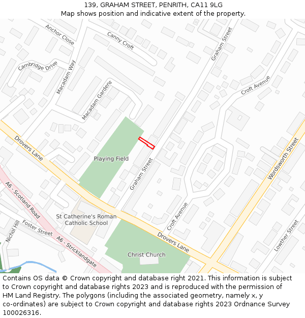 139, GRAHAM STREET, PENRITH, CA11 9LG: Location map and indicative extent of plot