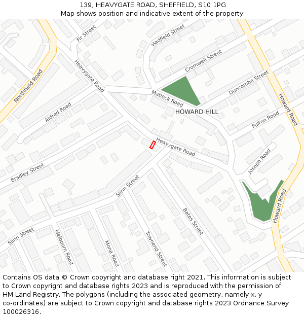 139, HEAVYGATE ROAD, SHEFFIELD, S10 1PG: Location map and indicative extent of plot