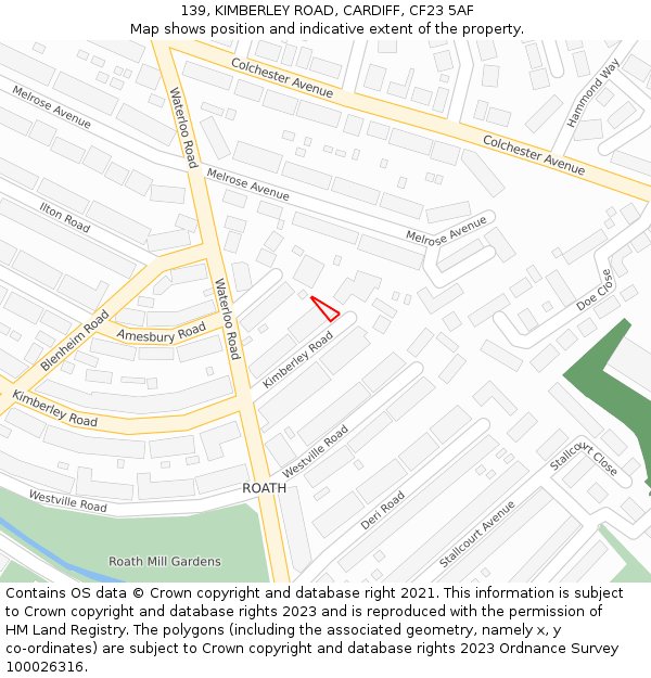 139, KIMBERLEY ROAD, CARDIFF, CF23 5AF: Location map and indicative extent of plot