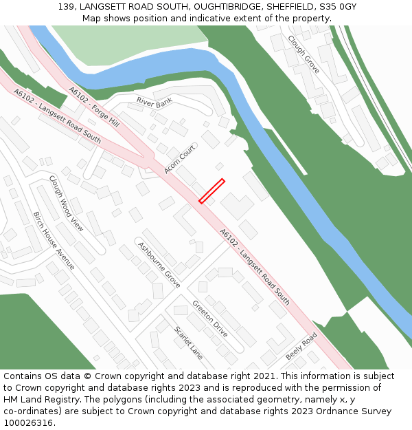 139, LANGSETT ROAD SOUTH, OUGHTIBRIDGE, SHEFFIELD, S35 0GY: Location map and indicative extent of plot