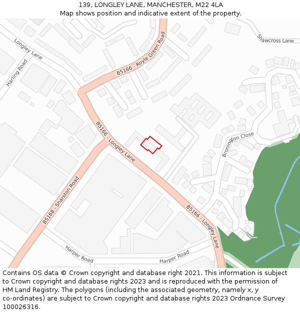 139, LONGLEY LANE, MANCHESTER, M22 4LA: Location map and indicative extent of plot