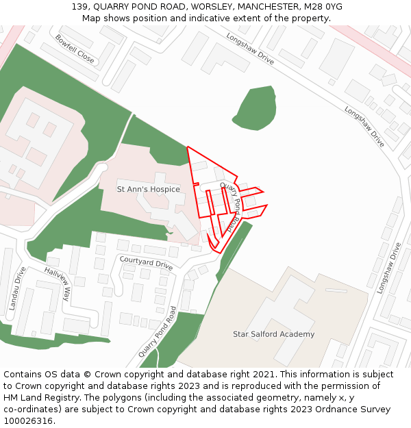 139, QUARRY POND ROAD, WORSLEY, MANCHESTER, M28 0YG: Location map and indicative extent of plot
