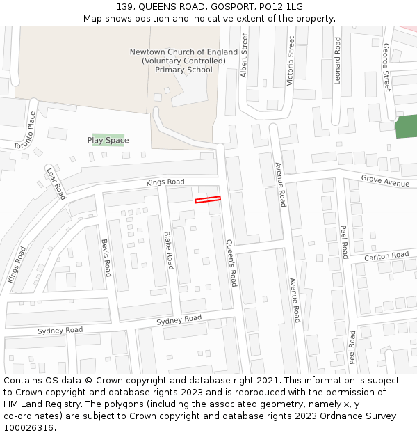139, QUEENS ROAD, GOSPORT, PO12 1LG: Location map and indicative extent of plot