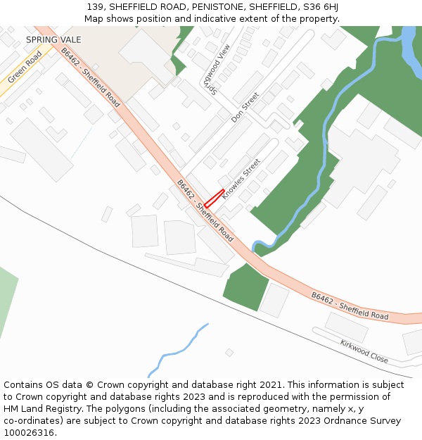 139, SHEFFIELD ROAD, PENISTONE, SHEFFIELD, S36 6HJ: Location map and indicative extent of plot