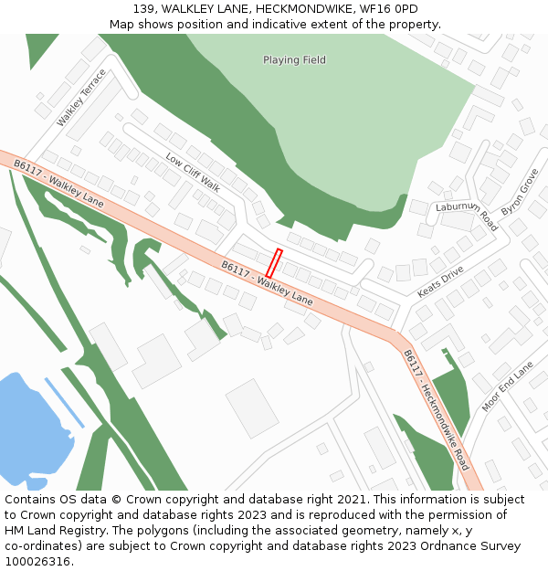 139, WALKLEY LANE, HECKMONDWIKE, WF16 0PD: Location map and indicative extent of plot