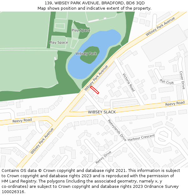 139, WIBSEY PARK AVENUE, BRADFORD, BD6 3QD: Location map and indicative extent of plot