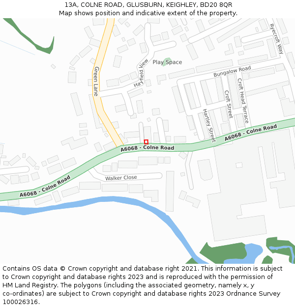13A, COLNE ROAD, GLUSBURN, KEIGHLEY, BD20 8QR: Location map and indicative extent of plot