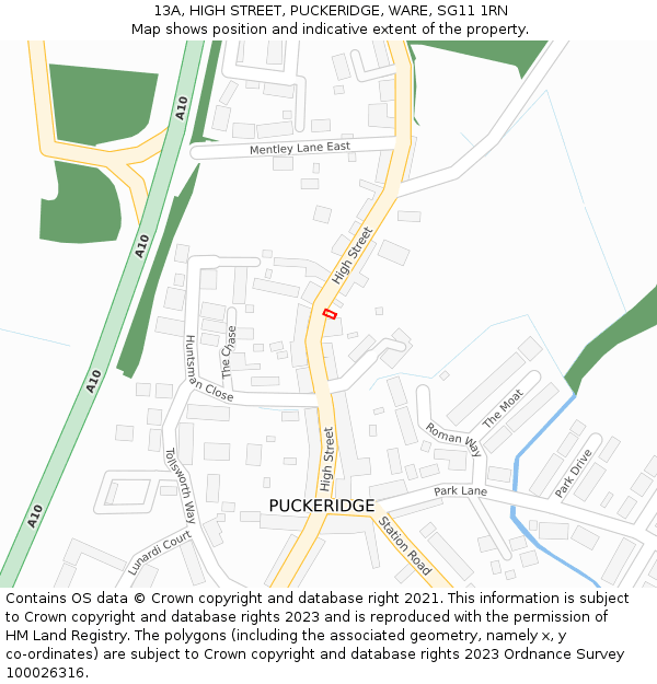 13A, HIGH STREET, PUCKERIDGE, WARE, SG11 1RN: Location map and indicative extent of plot