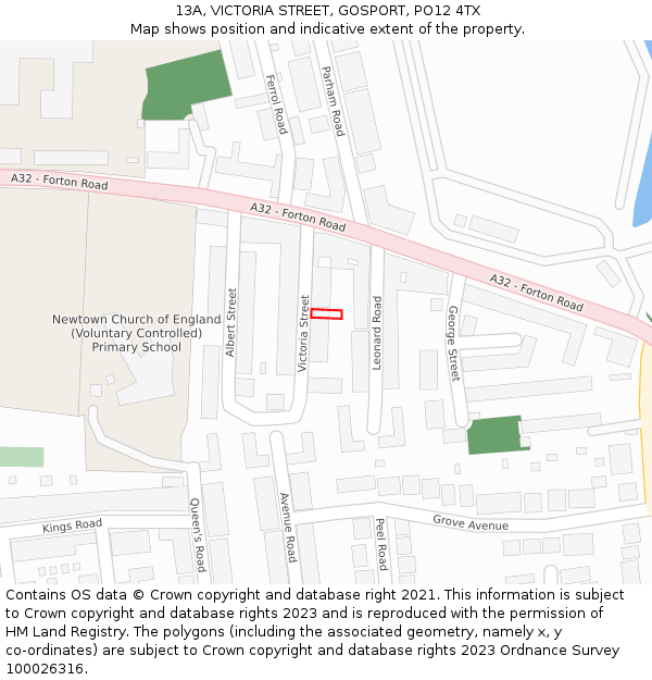 13A, VICTORIA STREET, GOSPORT, PO12 4TX: Location map and indicative extent of plot