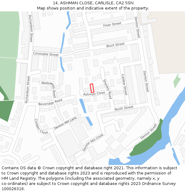14, ASHMAN CLOSE, CARLISLE, CA2 5SN: Location map and indicative extent of plot