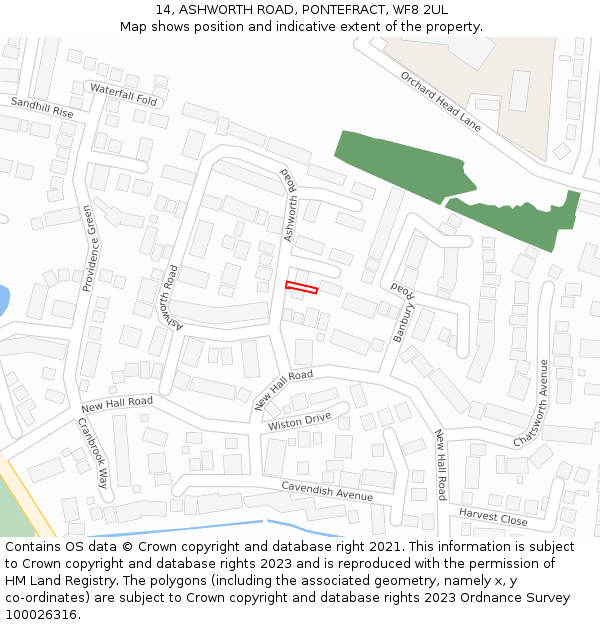 14, ASHWORTH ROAD, PONTEFRACT, WF8 2UL: Location map and indicative extent of plot
