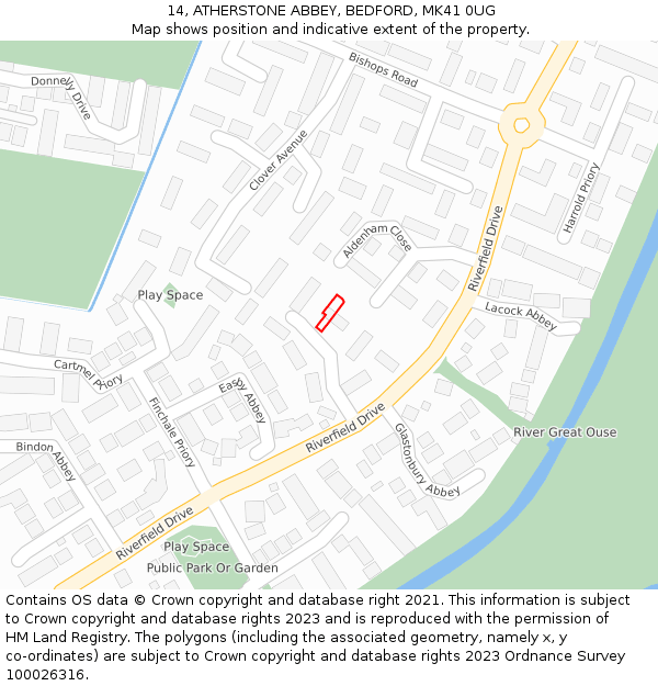 14, ATHERSTONE ABBEY, BEDFORD, MK41 0UG: Location map and indicative extent of plot