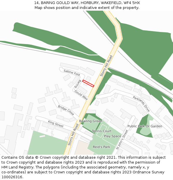 14, BARING GOULD WAY, HORBURY, WAKEFIELD, WF4 5HX: Location map and indicative extent of plot