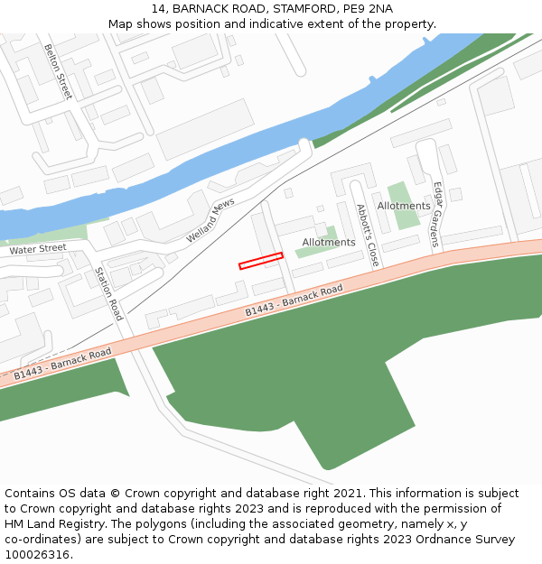 14, BARNACK ROAD, STAMFORD, PE9 2NA: Location map and indicative extent of plot