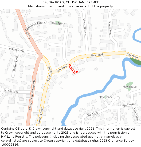 14, BAY ROAD, GILLINGHAM, SP8 4EF: Location map and indicative extent of plot