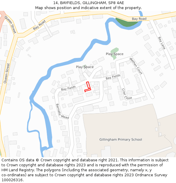 14, BAYFIELDS, GILLINGHAM, SP8 4AE: Location map and indicative extent of plot