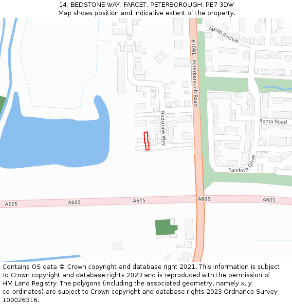 14, BEDSTONE WAY, FARCET, PETERBOROUGH, PE7 3DW: Location map and indicative extent of plot