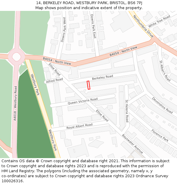 14, BERKELEY ROAD, WESTBURY PARK, BRISTOL, BS6 7PJ: Location map and indicative extent of plot