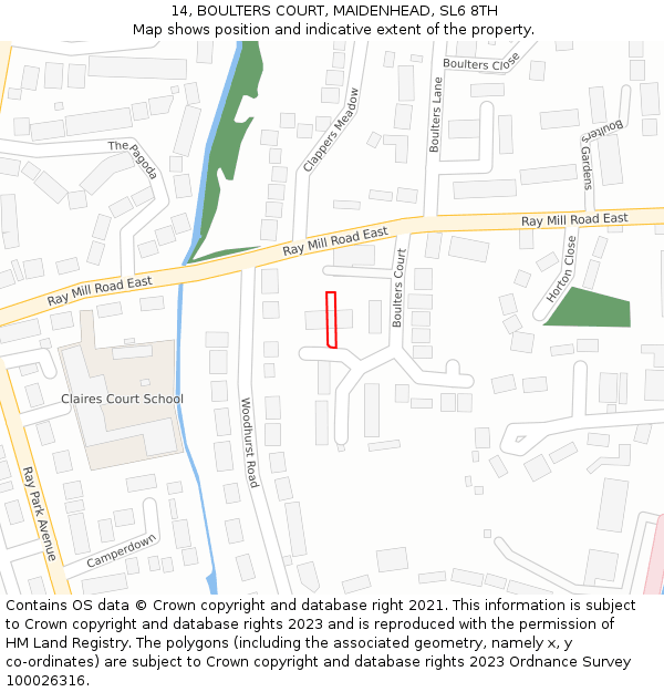 14, BOULTERS COURT, MAIDENHEAD, SL6 8TH: Location map and indicative extent of plot