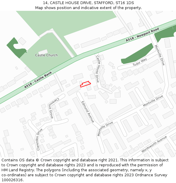 14, CASTLE HOUSE DRIVE, STAFFORD, ST16 1DS: Location map and indicative extent of plot