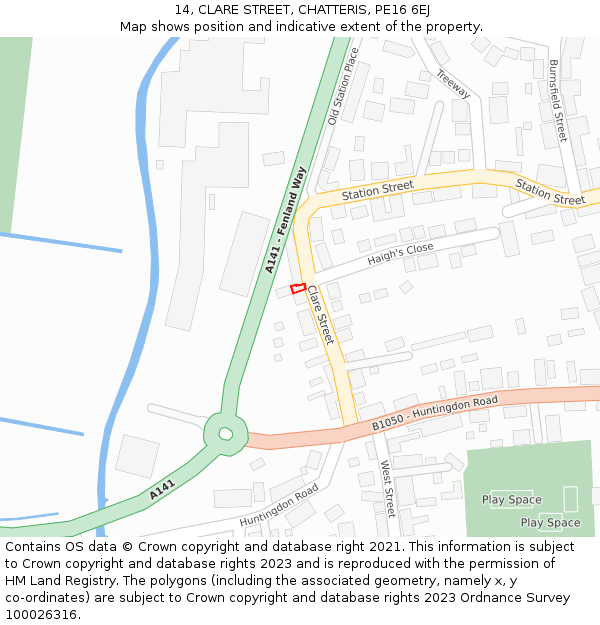 14, CLARE STREET, CHATTERIS, PE16 6EJ: Location map and indicative extent of plot
