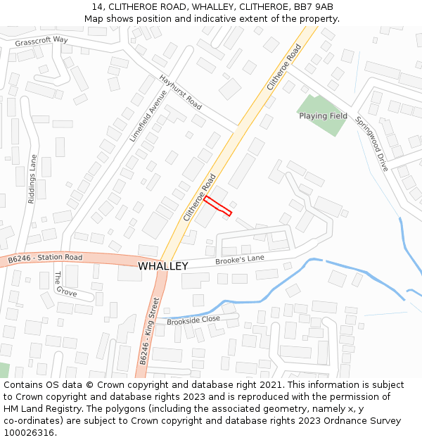 14, CLITHEROE ROAD, WHALLEY, CLITHEROE, BB7 9AB: Location map and indicative extent of plot