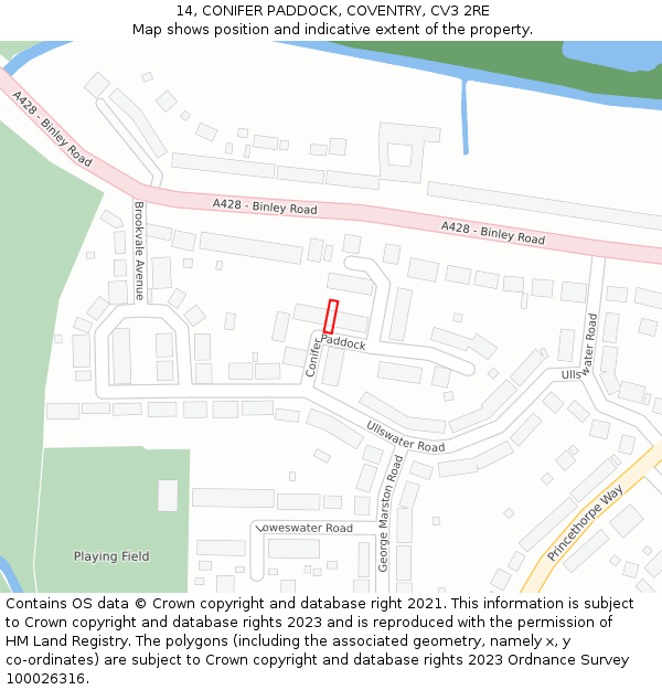 14, CONIFER PADDOCK, COVENTRY, CV3 2RE: Location map and indicative extent of plot