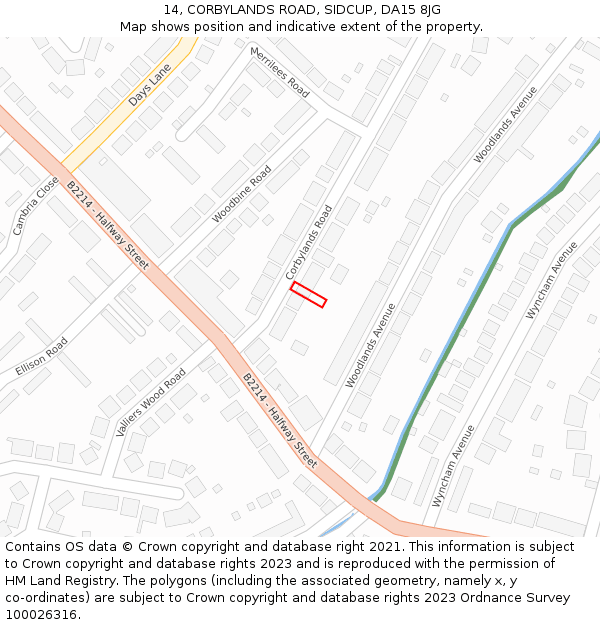 14, CORBYLANDS ROAD, SIDCUP, DA15 8JG: Location map and indicative extent of plot