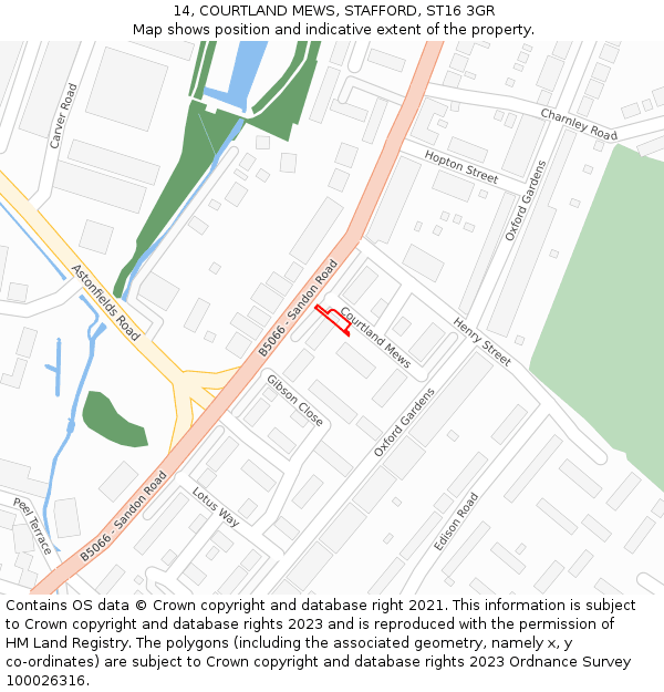 14, COURTLAND MEWS, STAFFORD, ST16 3GR: Location map and indicative extent of plot