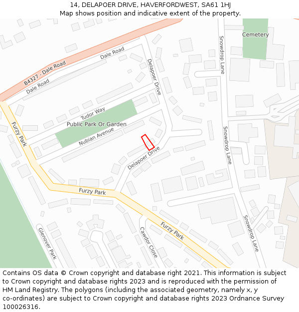 14, DELAPOER DRIVE, HAVERFORDWEST, SA61 1HJ: Location map and indicative extent of plot