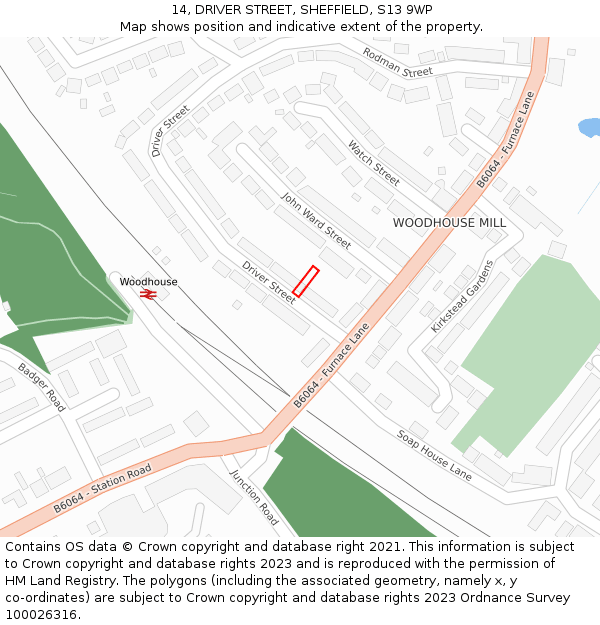 14, DRIVER STREET, SHEFFIELD, S13 9WP: Location map and indicative extent of plot