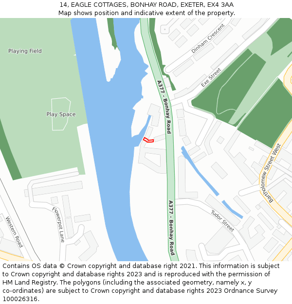 14, EAGLE COTTAGES, BONHAY ROAD, EXETER, EX4 3AA: Location map and indicative extent of plot