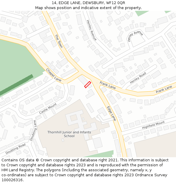 14, EDGE LANE, DEWSBURY, WF12 0QR: Location map and indicative extent of plot