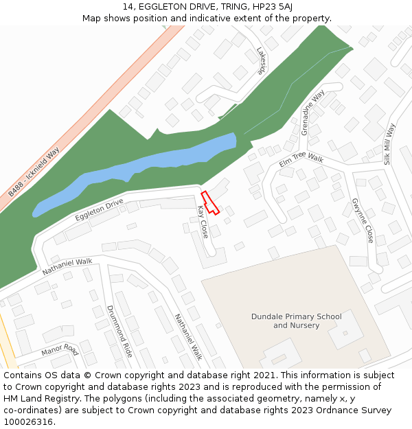14, EGGLETON DRIVE, TRING, HP23 5AJ: Location map and indicative extent of plot
