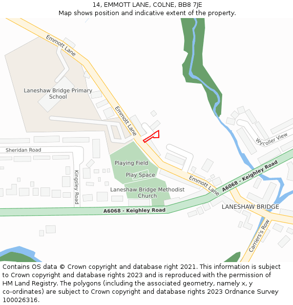 14, EMMOTT LANE, COLNE, BB8 7JE: Location map and indicative extent of plot