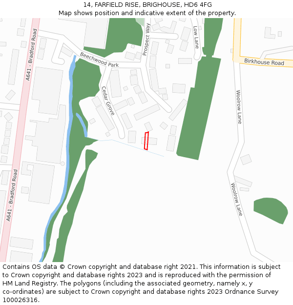 14, FARFIELD RISE, BRIGHOUSE, HD6 4FG: Location map and indicative extent of plot
