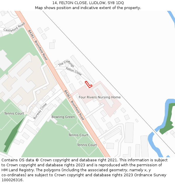 14, FELTON CLOSE, LUDLOW, SY8 1DQ: Location map and indicative extent of plot