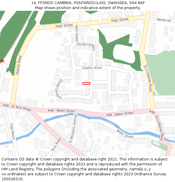 14, FFORDD CAMBRIA, PONTARDDULAIS, SWANSEA, SA4 8AF: Location map and indicative extent of plot