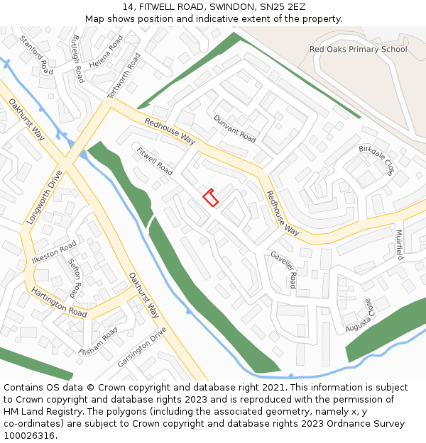14, FITWELL ROAD, SWINDON, SN25 2EZ: Location map and indicative extent of plot