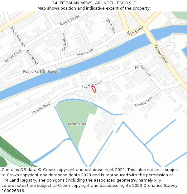 14, FITZALAN MEWS, ARUNDEL, BN18 9LF: Location map and indicative extent of plot