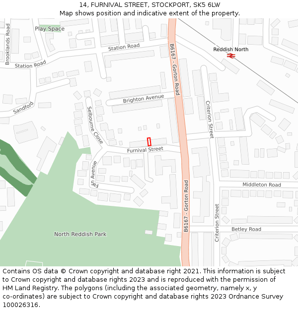 14, FURNIVAL STREET, STOCKPORT, SK5 6LW: Location map and indicative extent of plot