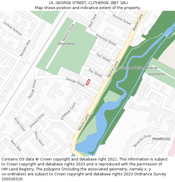 14, GEORGE STREET, CLITHEROE, BB7 1BU: Location map and indicative extent of plot
