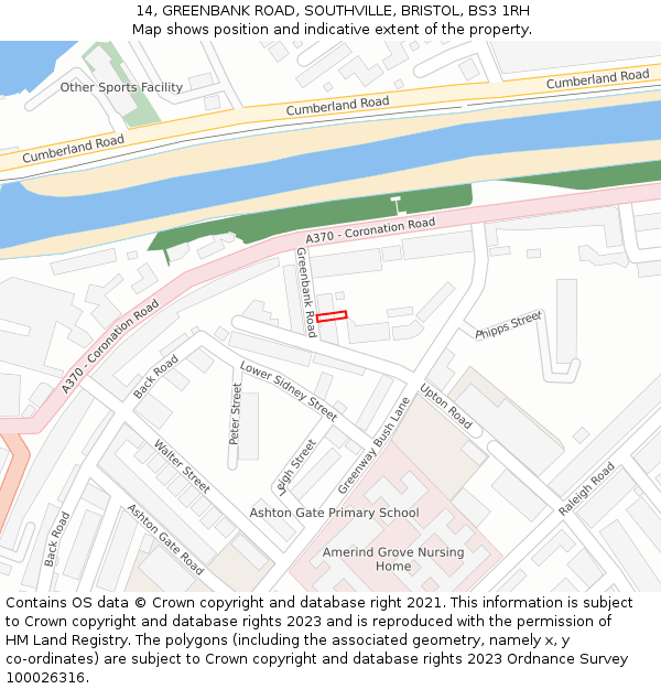 14, GREENBANK ROAD, SOUTHVILLE, BRISTOL, BS3 1RH: Location map and indicative extent of plot