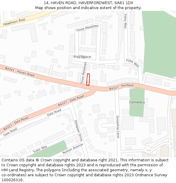 14, HAVEN ROAD, HAVERFORDWEST, SA61 1DX: Location map and indicative extent of plot