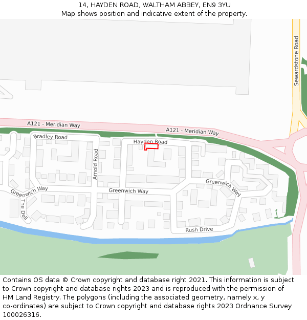 14, HAYDEN ROAD, WALTHAM ABBEY, EN9 3YU: Location map and indicative extent of plot